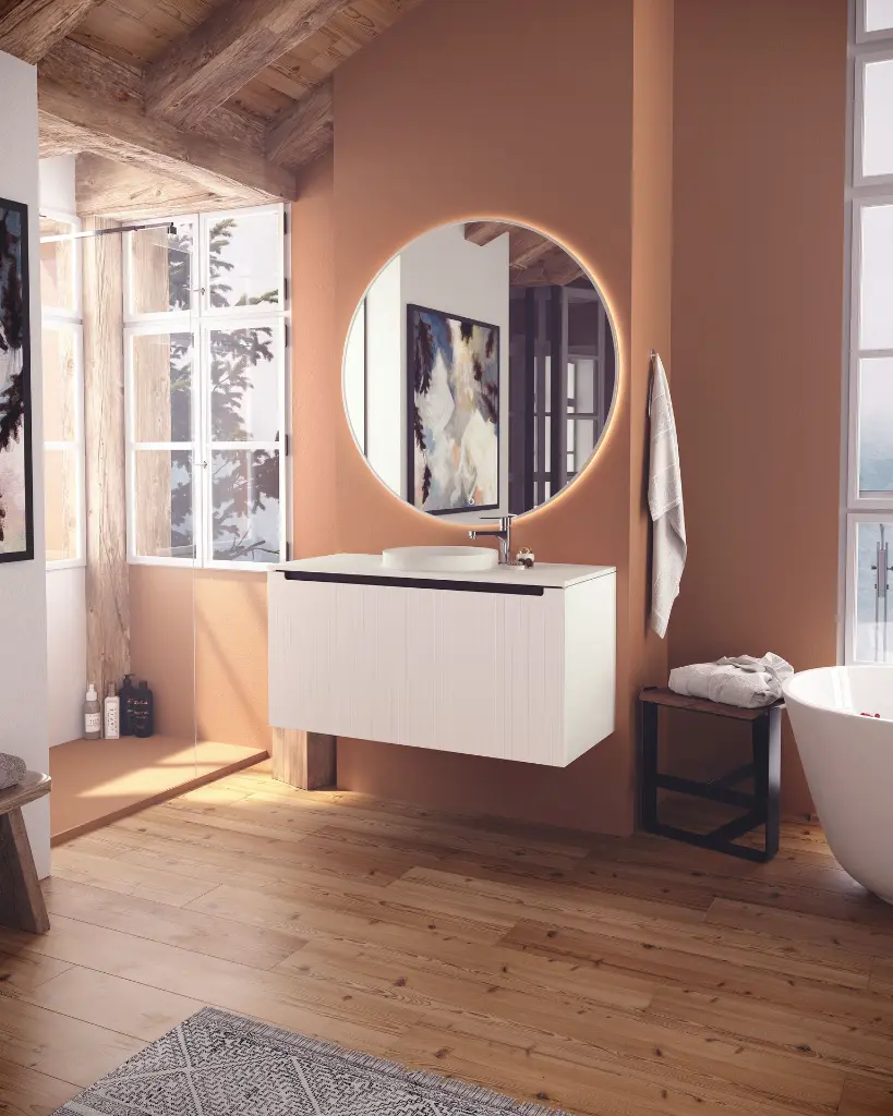 Foix 100 blanco luke silver tapa moonstone Semi encastre ROSETTE Grifo Kool Cromo.webp