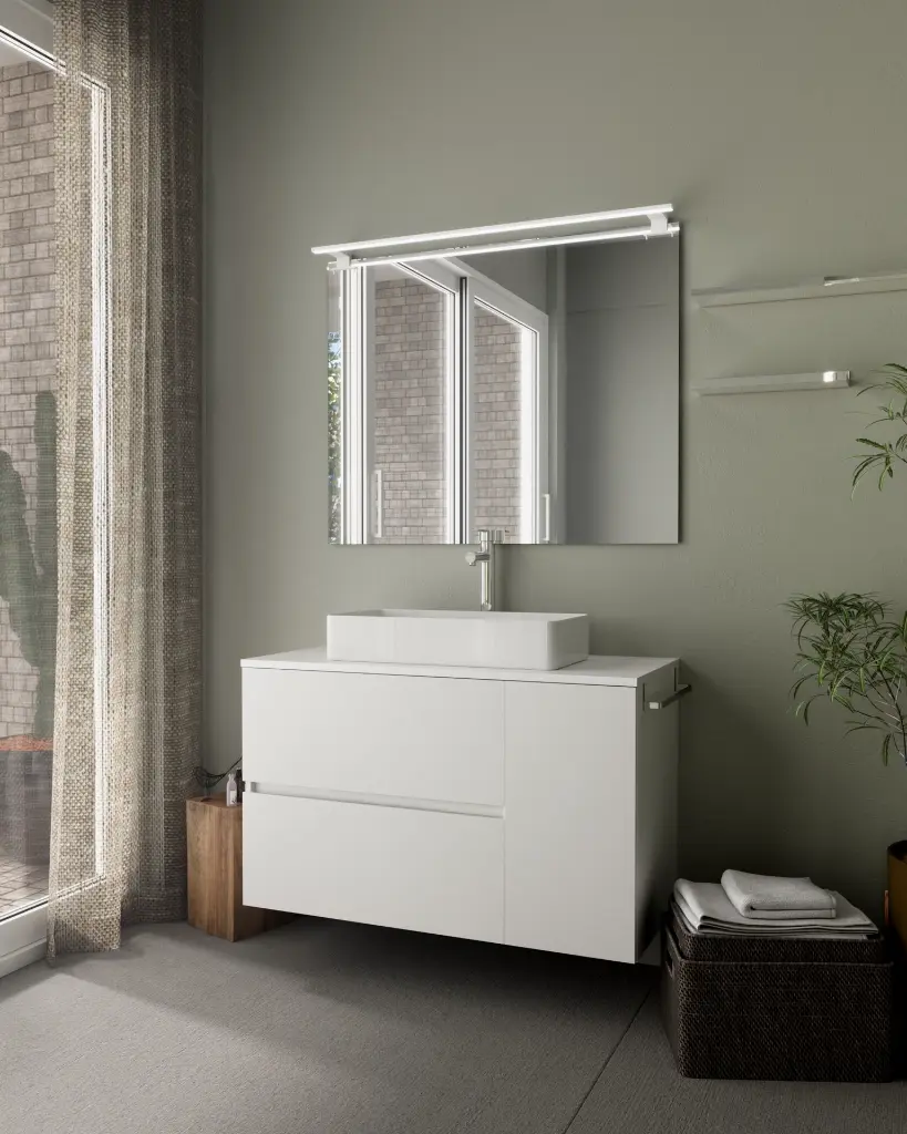 Alier 100 blanco Lagos Thin Kool Alto Toallero Lateral Estante Izaro blanco 100.webp